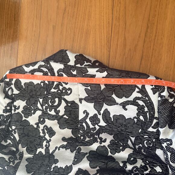 Albert Nipon Size 16 Sheath Dress Jacket Suit Set Black Floral on Silvery White - Picture 12 of 16